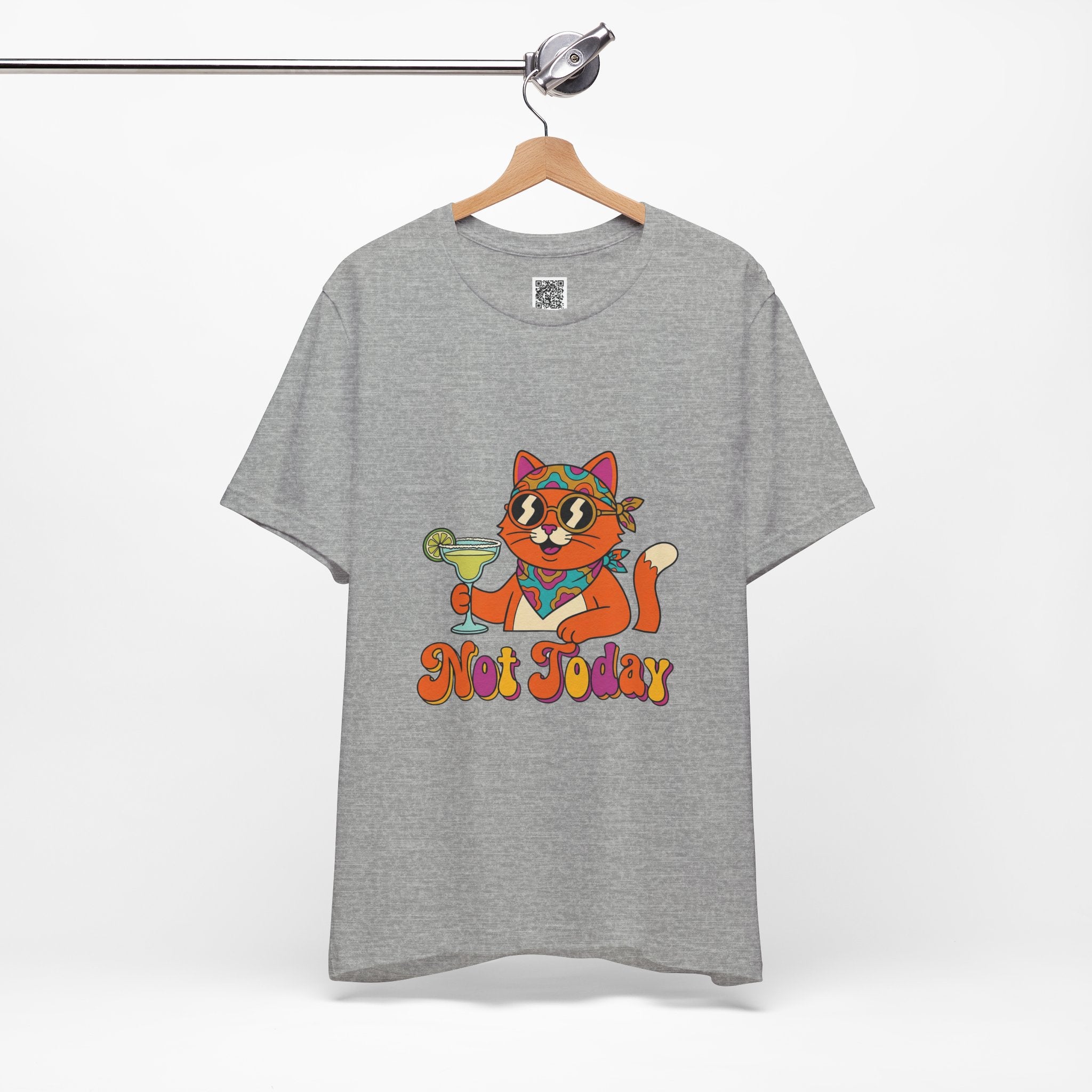 Not Today Groovy Cat Margarita Graphic Tee | Funny Retro Cat Lover