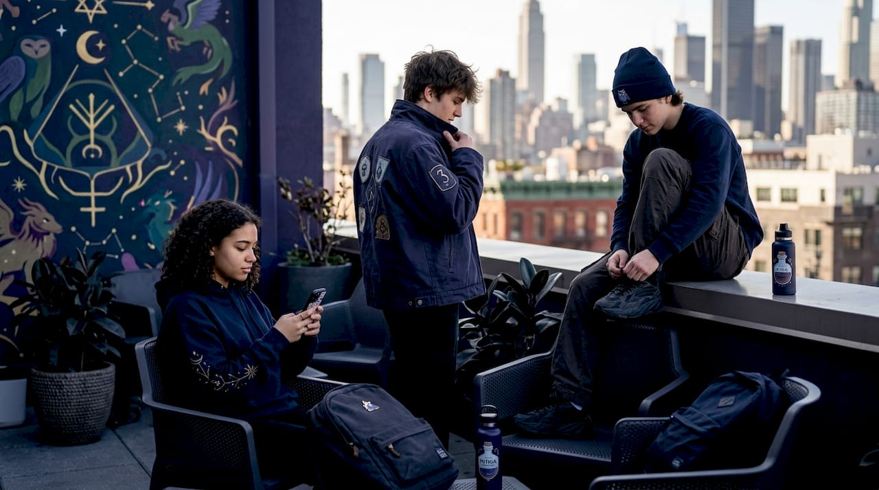 Teens in casual 2026 fashion outside library