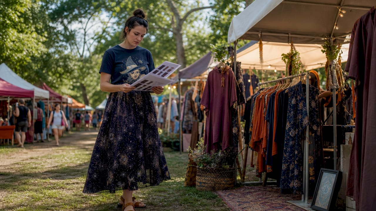 Fashion retail manager reviewing seasonal sales inventory