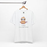 Zen Sloth Coffee T-Shirt – Meditating Sloth Tee for Relaxed Mornings & Mindful Vibes
