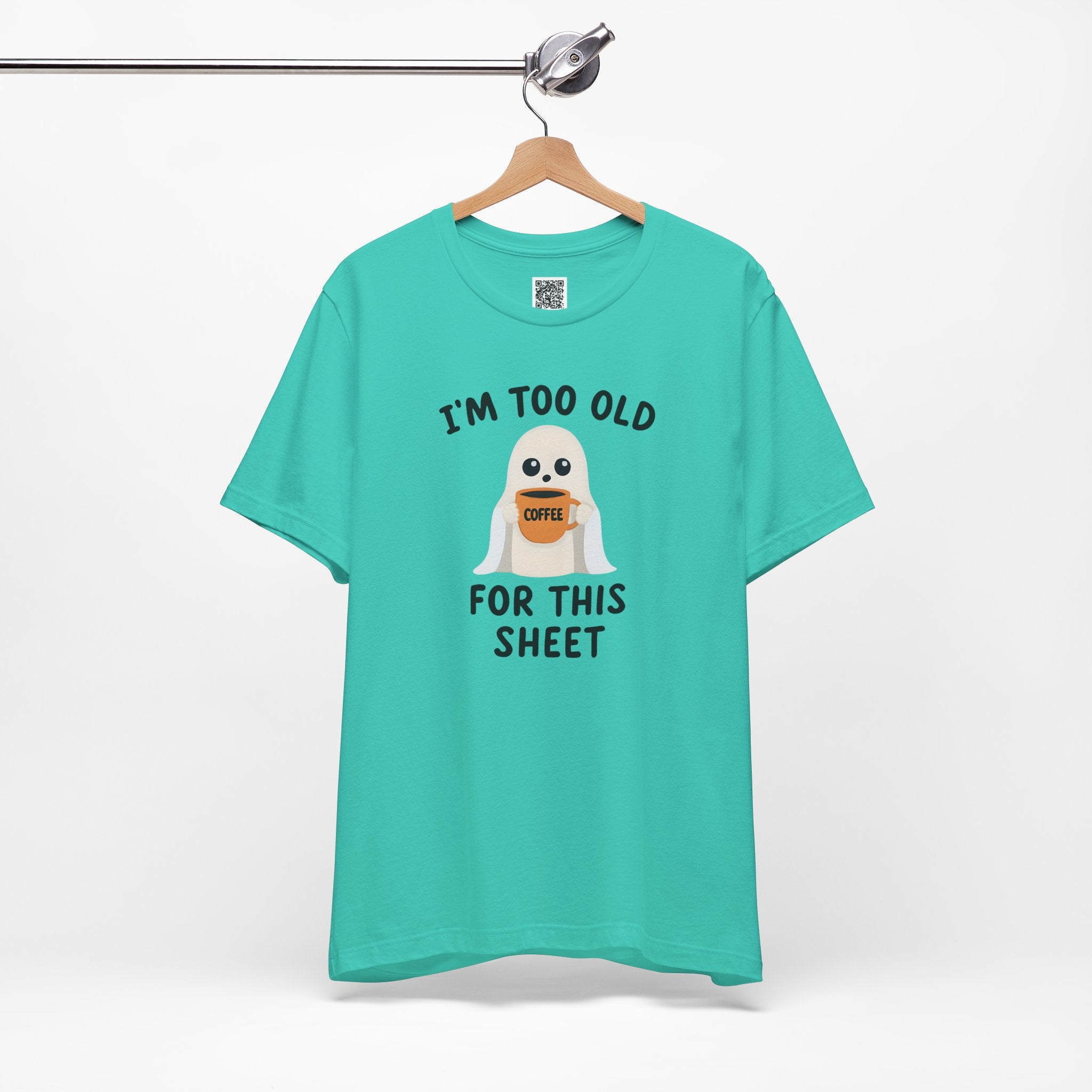 Too Old for This Sheet – Coffee-Loving Ghost Design