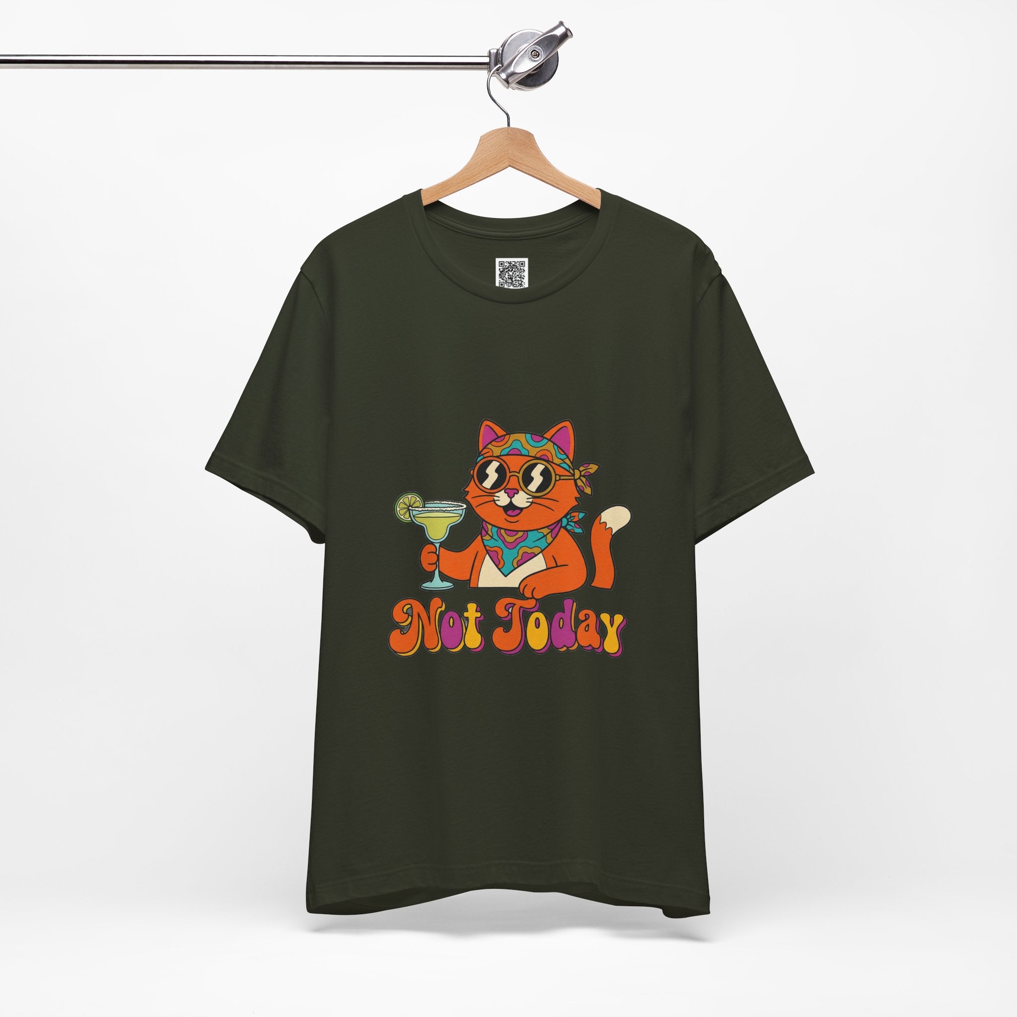 Not Today Groovy Cat Margarita Graphic Tee | Funny Retro Cat Lover