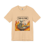 This Is Fine Skeleton Coffee Graphic Tee | Funny Burnout Work Humor
