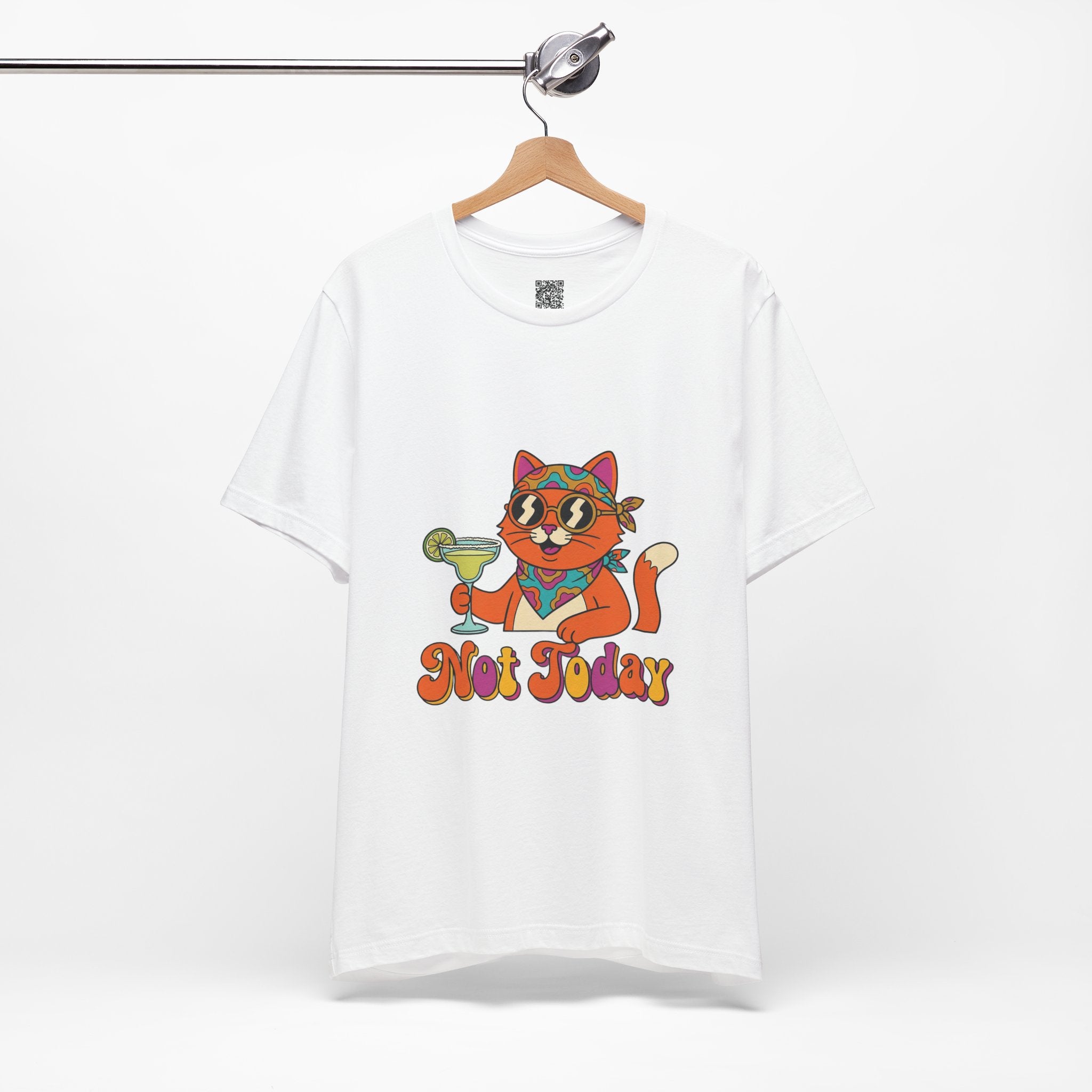 Not Today Groovy Cat Margarita Graphic Tee | Funny Retro Cat Lover