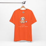 Zen Sloth Coffee T-Shirt – Meditating Sloth Tee for Relaxed Mornings & Mindful Vibes