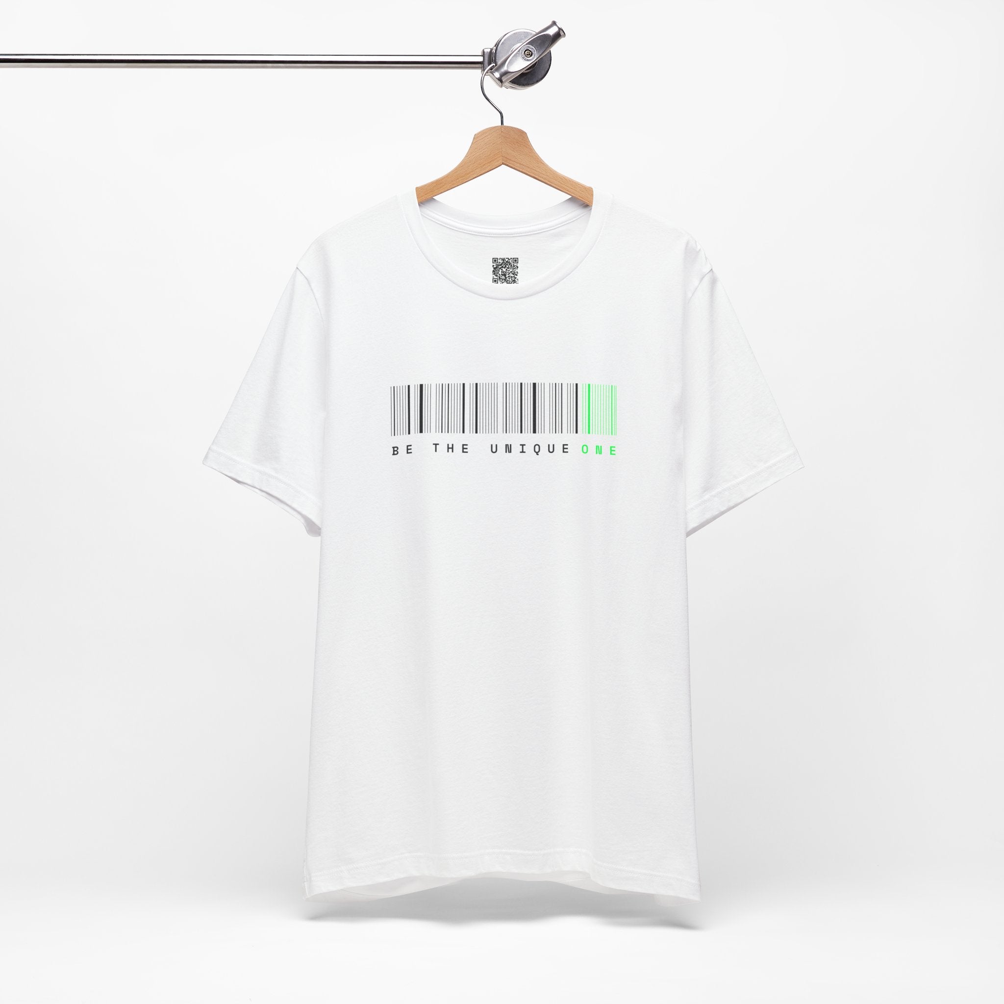 Be The Unique One T-Shirt – Minimalist Barcode Graphic Tee for Free Thinkers & Nonconformists