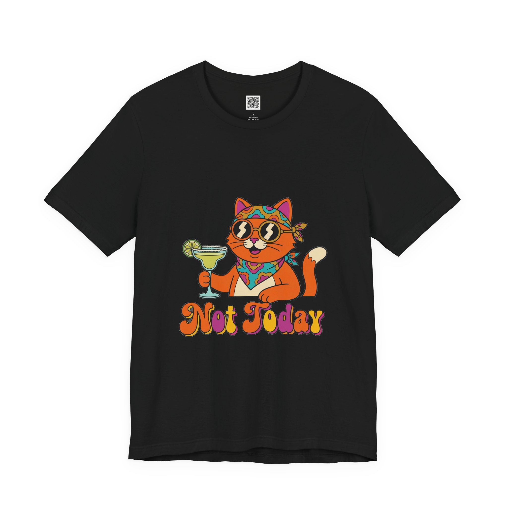 Not Today Groovy Cat Margarita Graphic Tee | Funny Retro Cat Lover