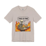 This Is Fine Skeleton Coffee Graphic Tee | Funny Burnout Work Humor