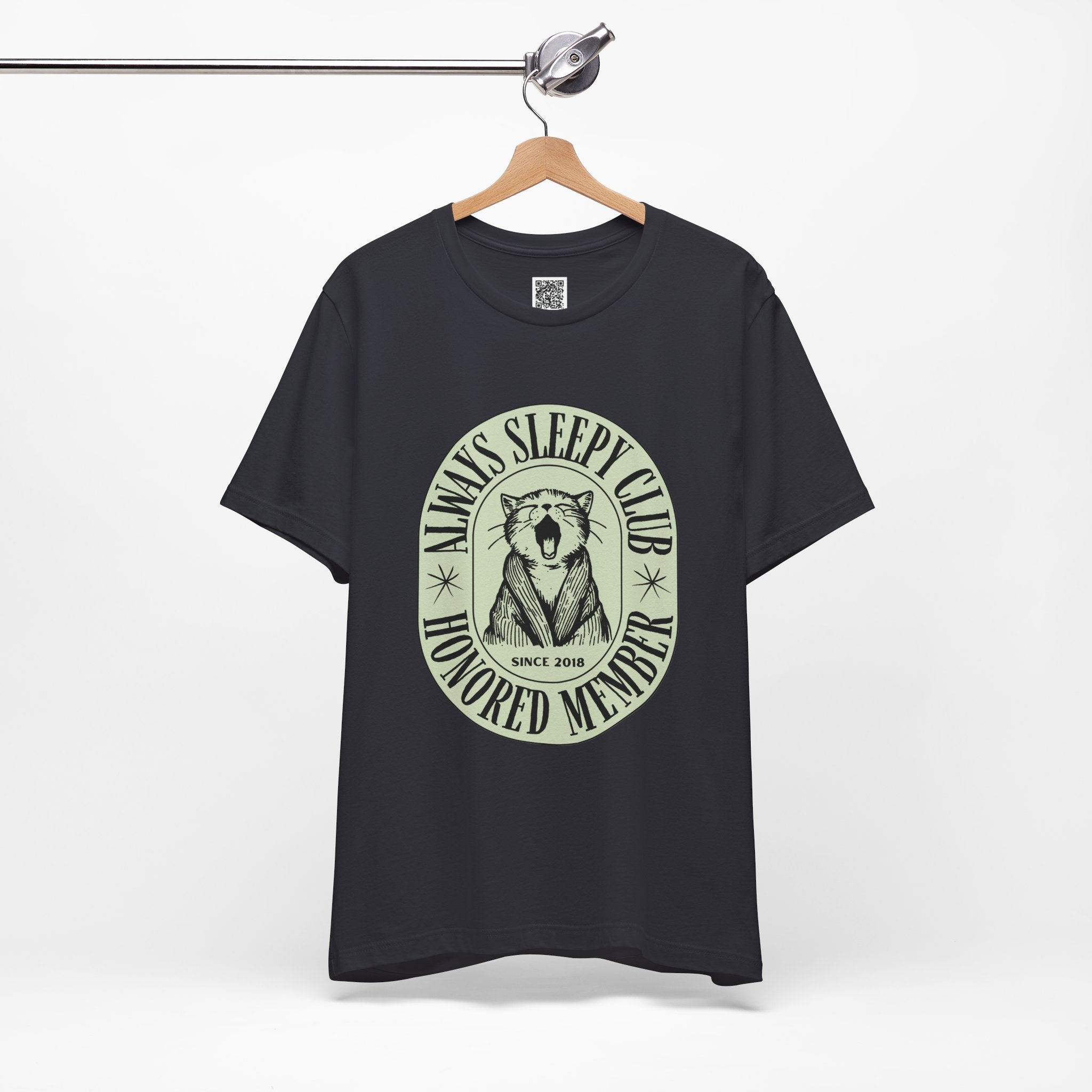 Always Sleepy Club T-Shirt – Funny Yawning Cat Tee for Nap Lovers & Lazy Day Vibes