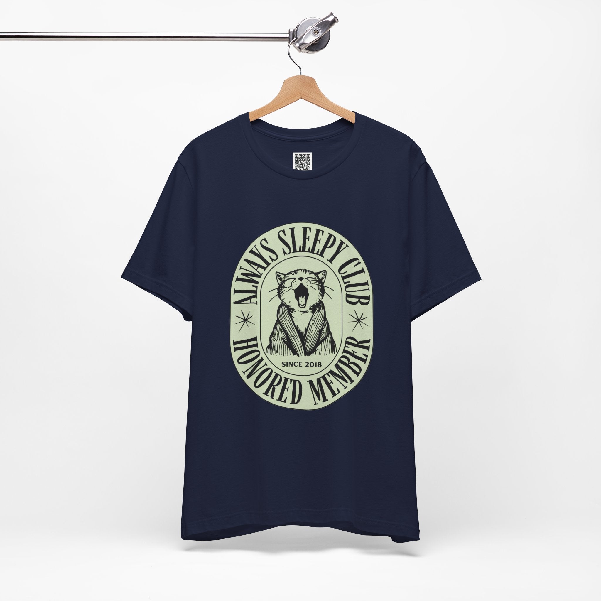 Always Sleepy Club T-Shirt – Funny Yawning Cat Tee for Nap Lovers & Lazy Day Vibes