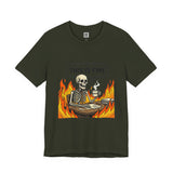 This Is Fine Skeleton Coffee Graphic Tee | Funny Burnout Work Humor