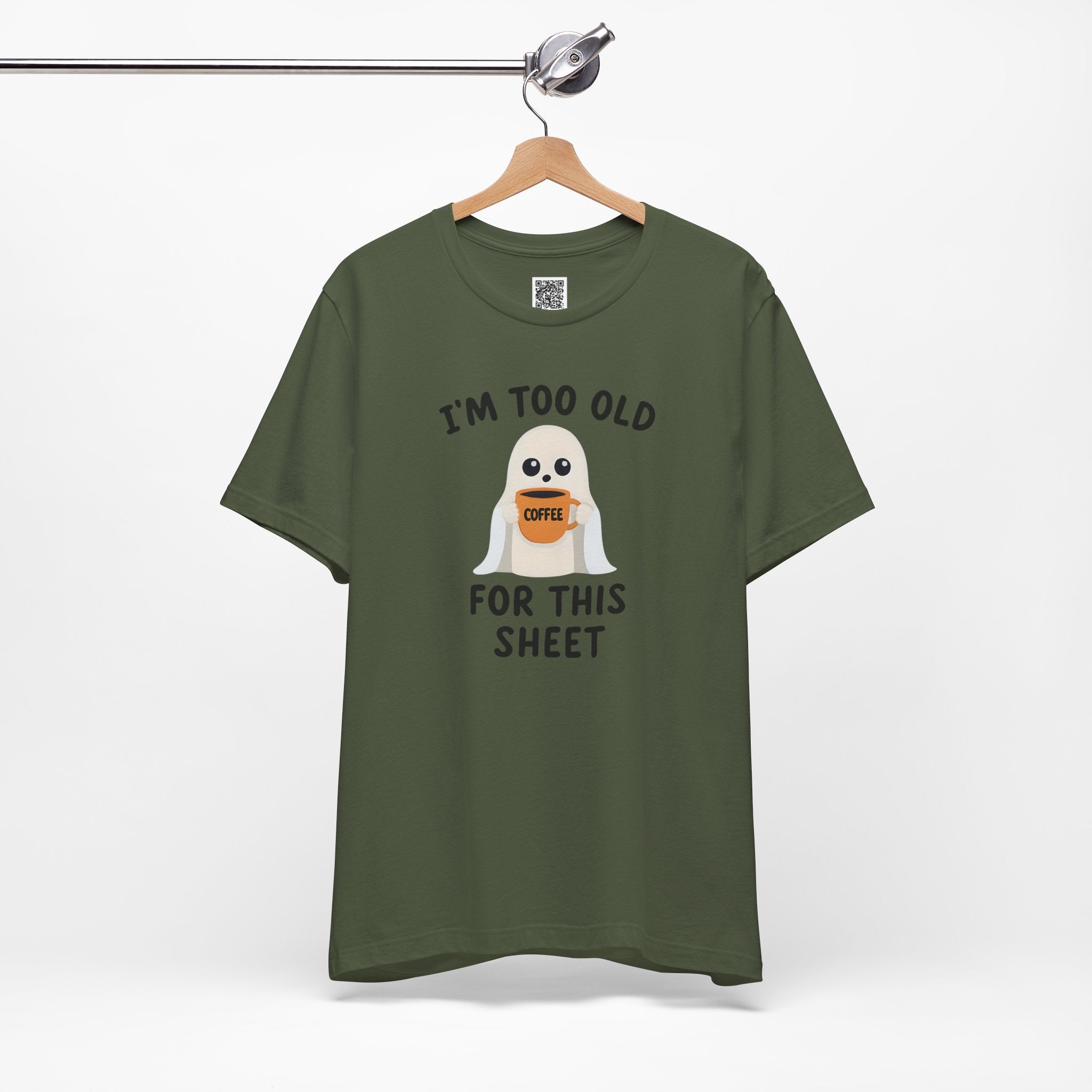 Too Old for This Sheet – Coffee-Loving Ghost Design
