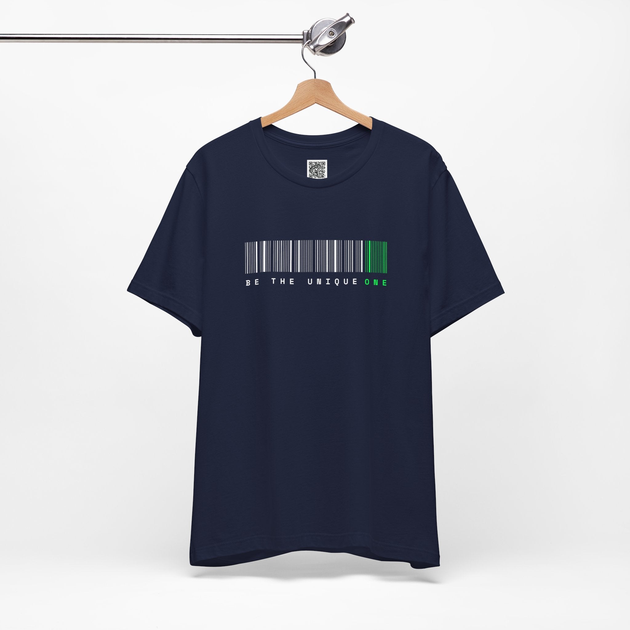 Be The Unique One T-Shirt – Minimalist Barcode Graphic Tee for Free Thinkers & Nonconformists