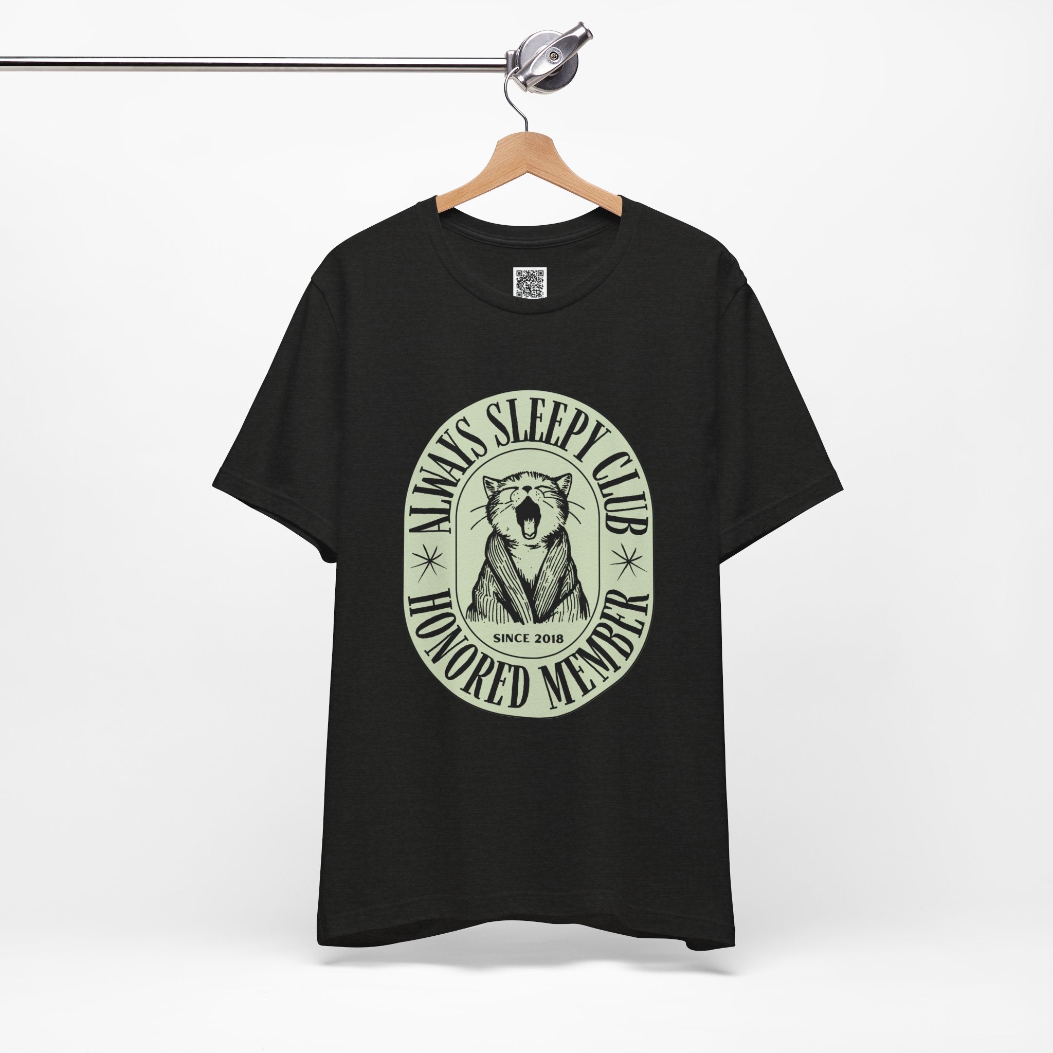 Always Sleepy Club T-Shirt – Funny Yawning Cat Tee for Nap Lovers & Lazy Day Vibes