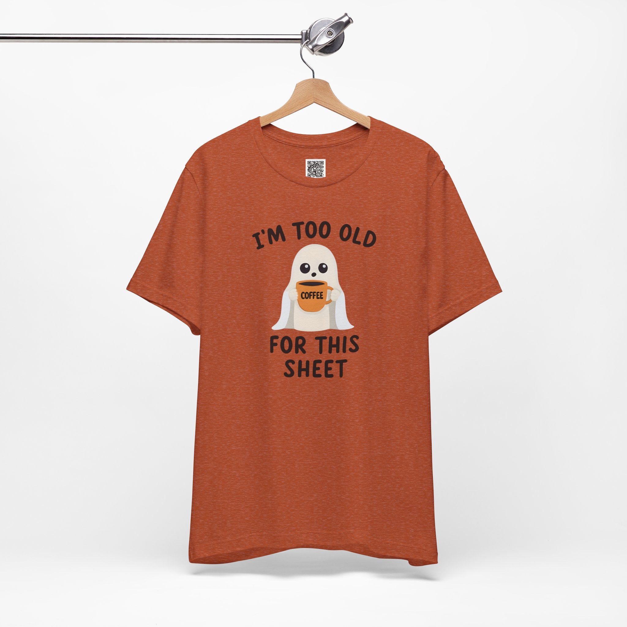 Too Old for This Sheet – Coffee-Loving Ghost Design