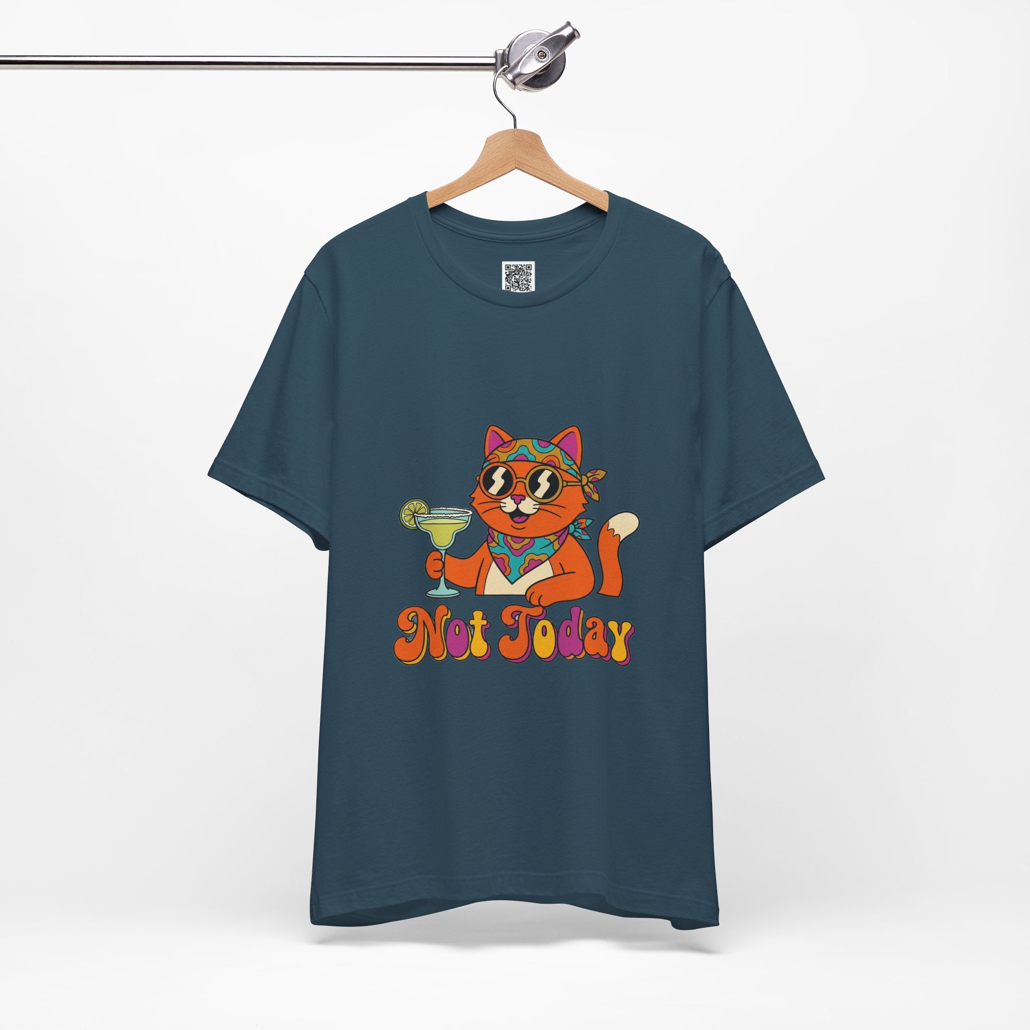 Not Today Groovy Cat Margarita Graphic Tee | Funny Retro Cat Lover