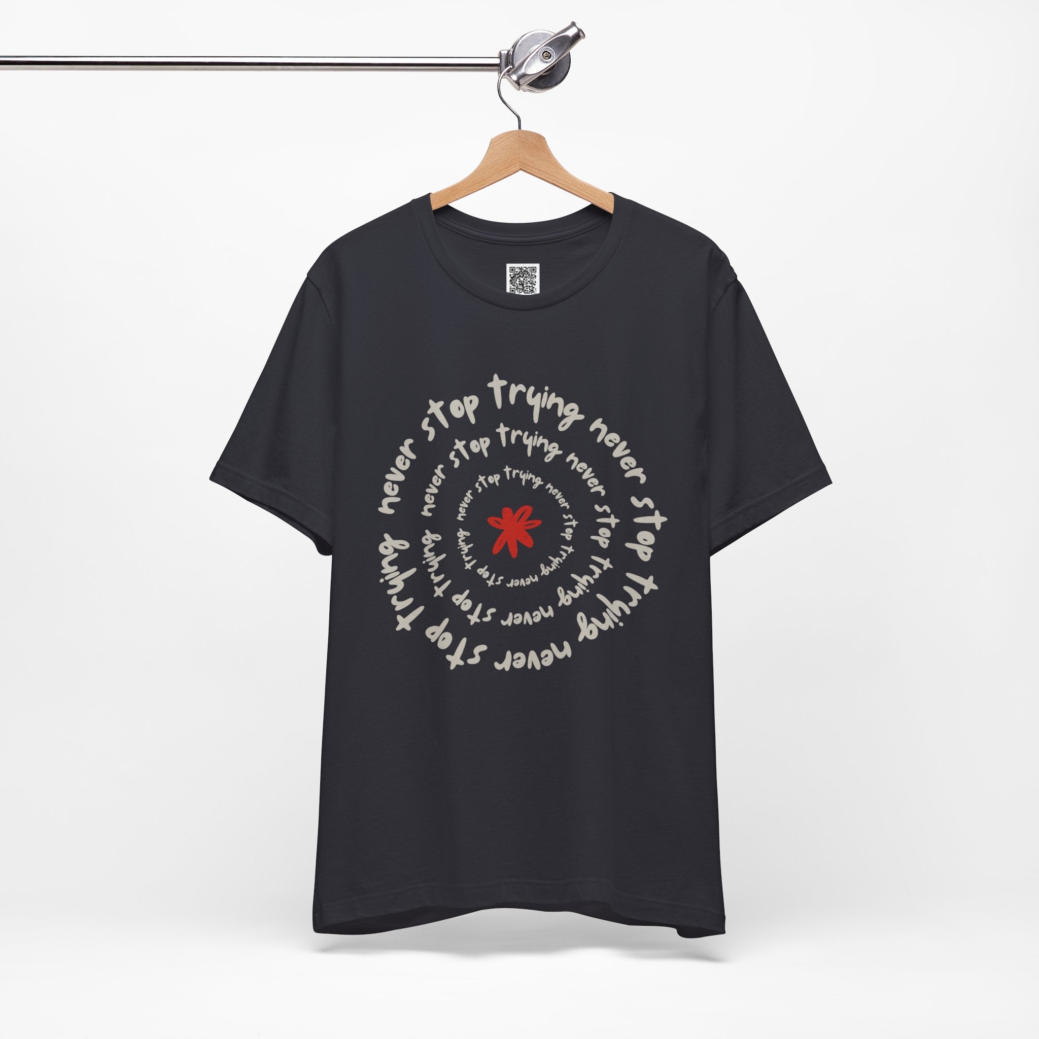Never Stop Trying – Spiral Motivational Flower Design