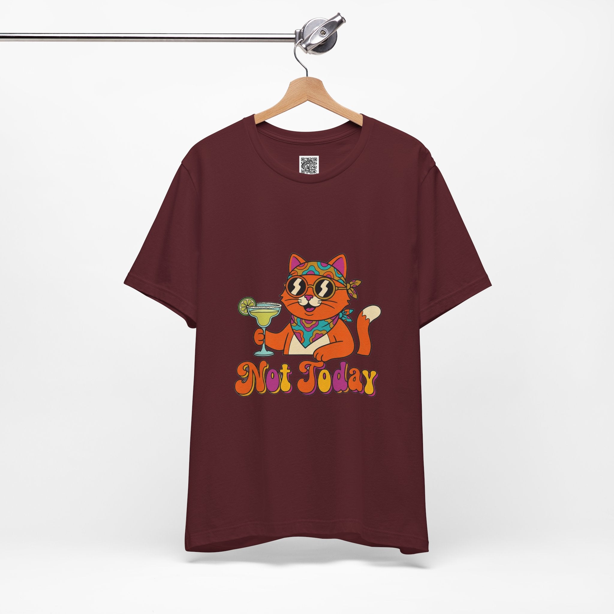 Not Today Groovy Cat Margarita Graphic Tee | Funny Retro Cat Lover